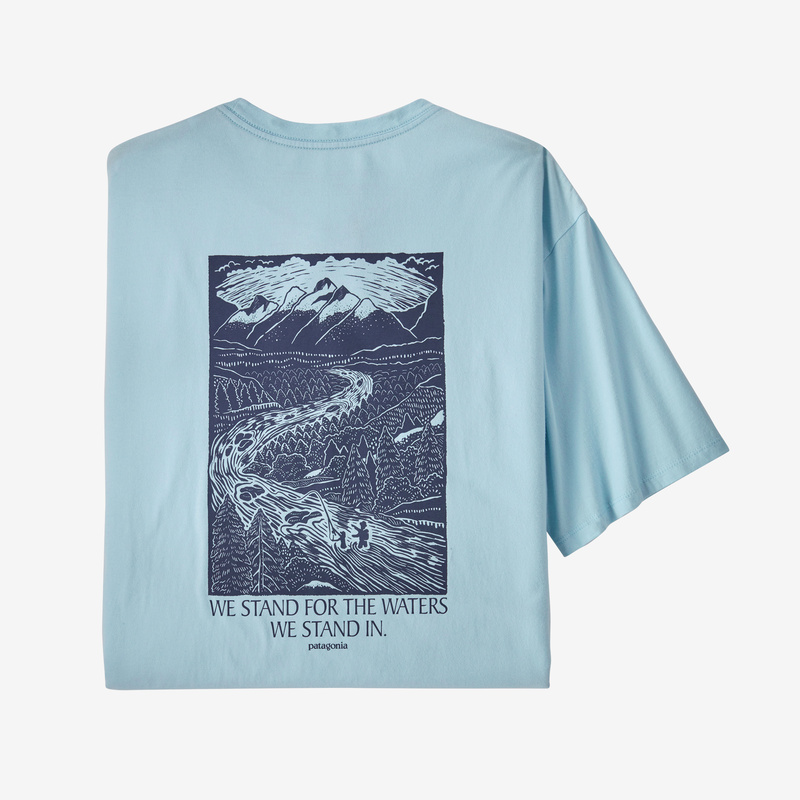 Patagonia Men's Stand Up™ Woodcut Organic T-Shirt - Fin Blue