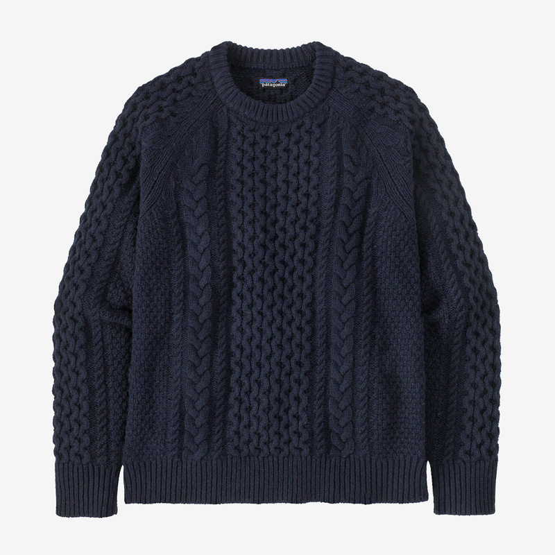 Patagonia Recycled Wool Cable-Knit Crewneck Sweater - New Navy