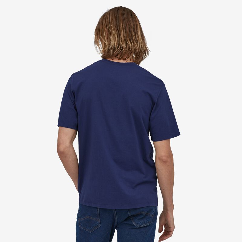 Patagonia Men's Line Logo Ridge Stripe Organic Pocket T-Shirt - Sound Blue