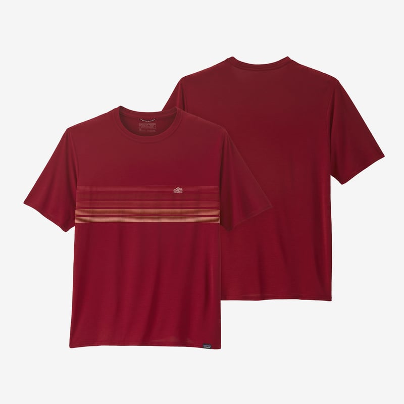 Patagonia Men's Capilene® Cool Daily Graphic Shirt - Line Logo Ridge Stripe: Wax Red X-Dye