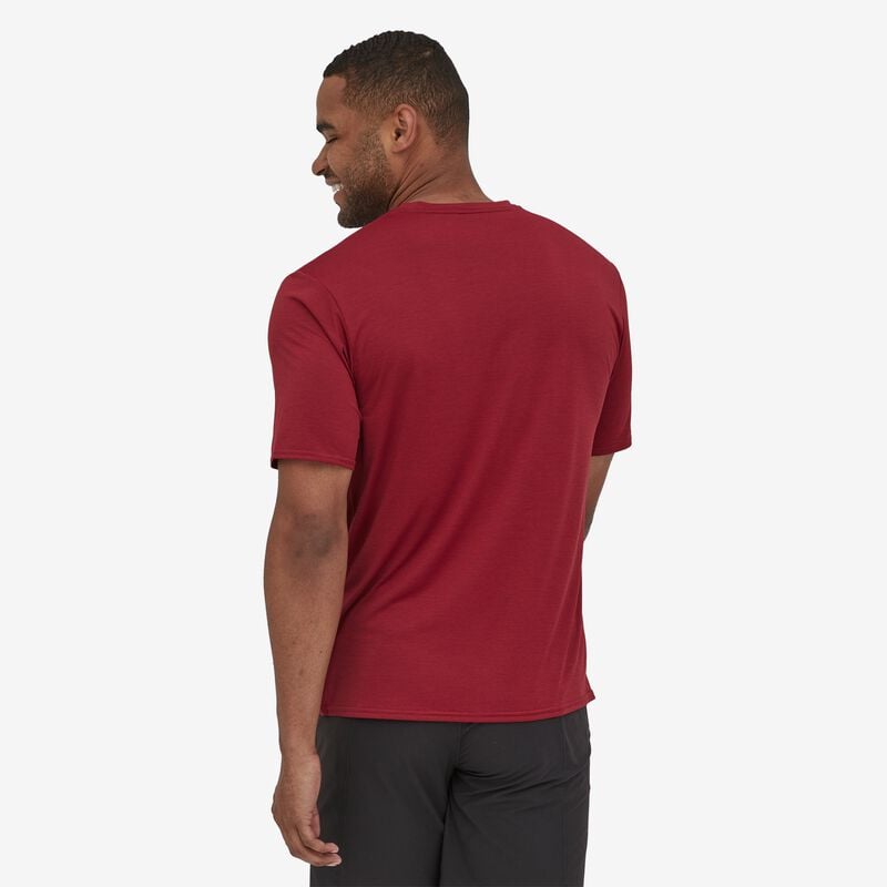 Patagonia Men's Capilene® Cool Daily Graphic Shirt - Line Logo Ridge Stripe: Wax Red X-Dye