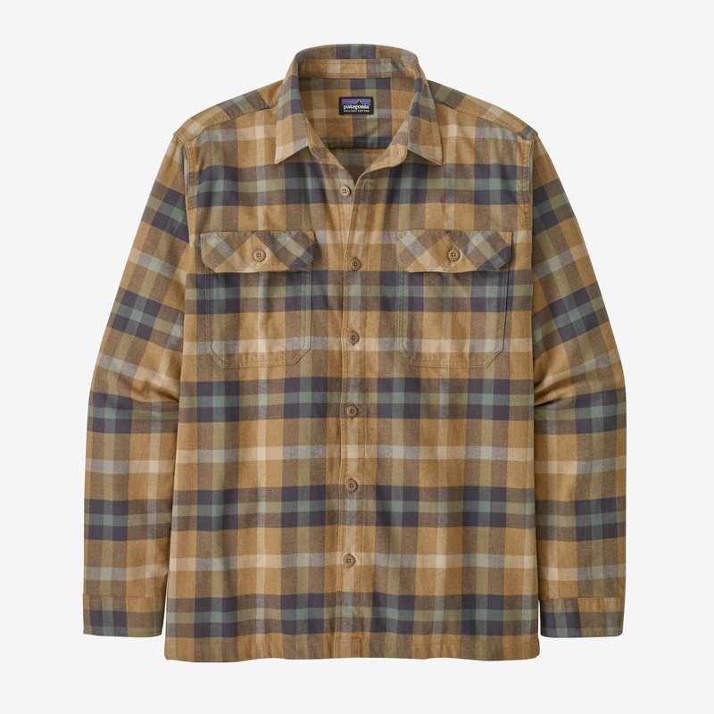 Patagonia Men's Long-Sleeved Organic Cotton Midweight Fjord Flannel Shirt - Forage: Mojave Khaki