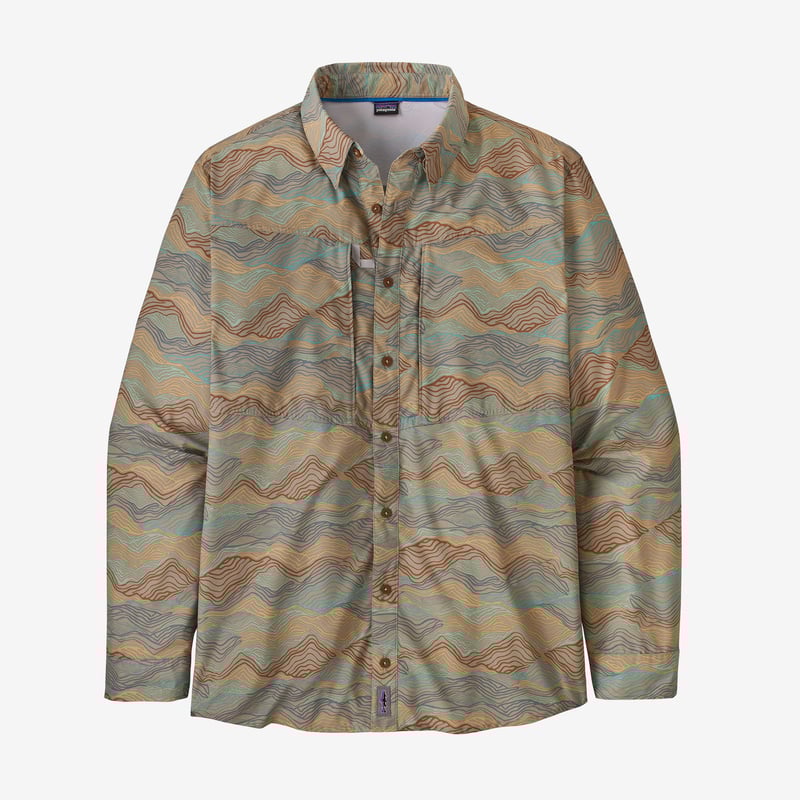 Patagonia Men's Long-Sleeved Sol Patrol® Shirt - Rock Cycle Multi: Oar Tan