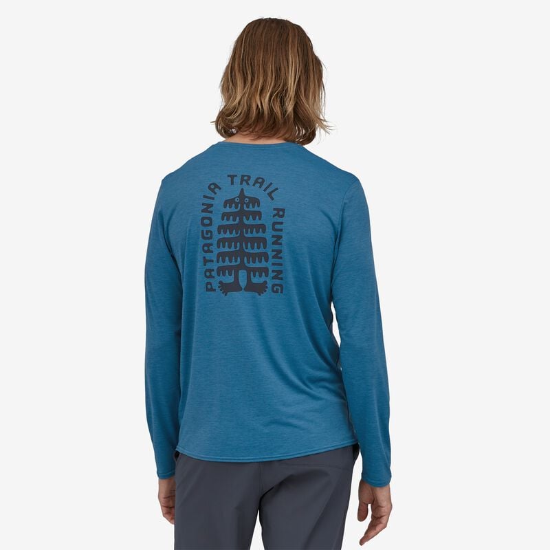 Patagonia Men's Long-Sleeved Capilene® Cool Daily Graphic Shirt - Tree Trotter: Wavy Blue X-Dye