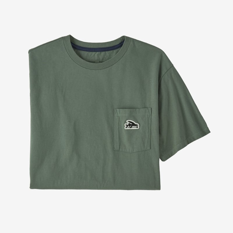 Patagonia Flying Fish Felt Patch Organic Pocket T-Shirt - Hemlock Green