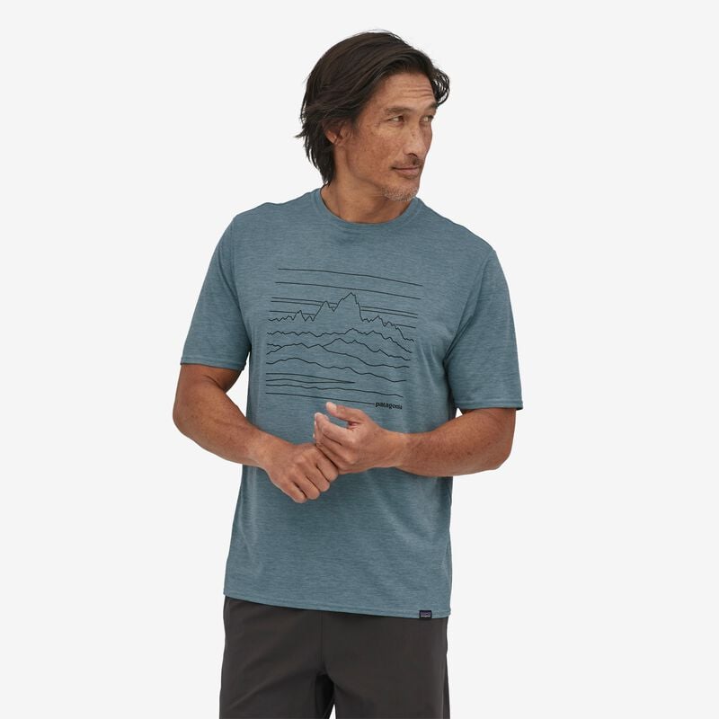Patagonia Men's Capilene® Cool Daily Graphic Shirt - Up High Endurance: Light Plume Grey X-Dye