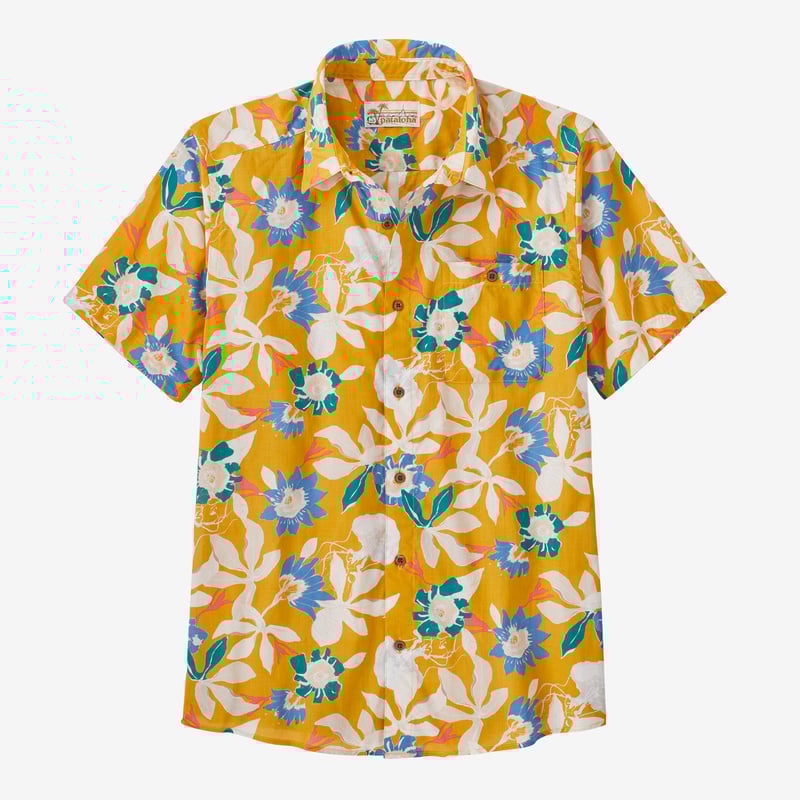 Patagonia Men's Malihini Pataloha® Shirt - Jellyfish Flower: Hawk Gold