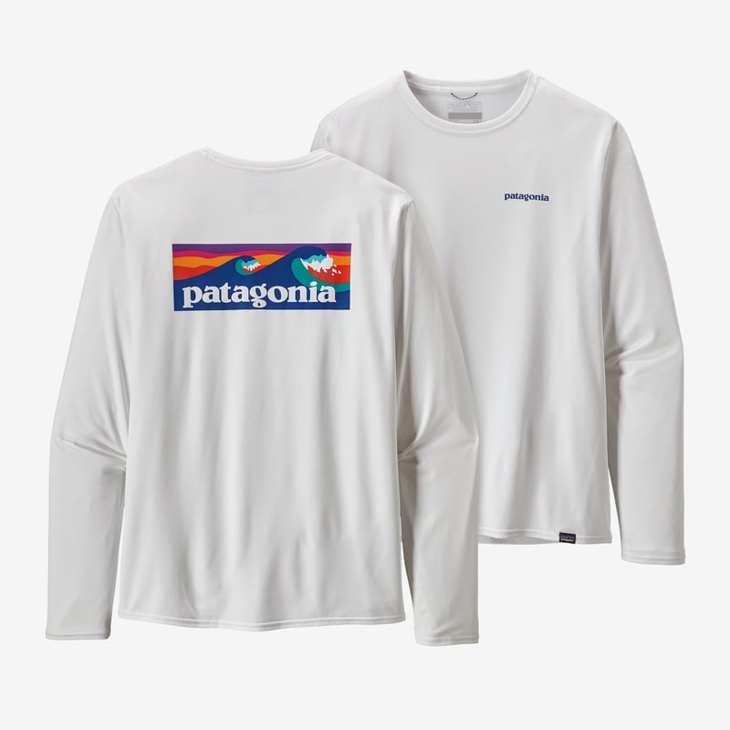 Patagonia Men's Long-Sleeved Capilene® Cool Daily Graphic Shirt - Boardshort Logo: White
