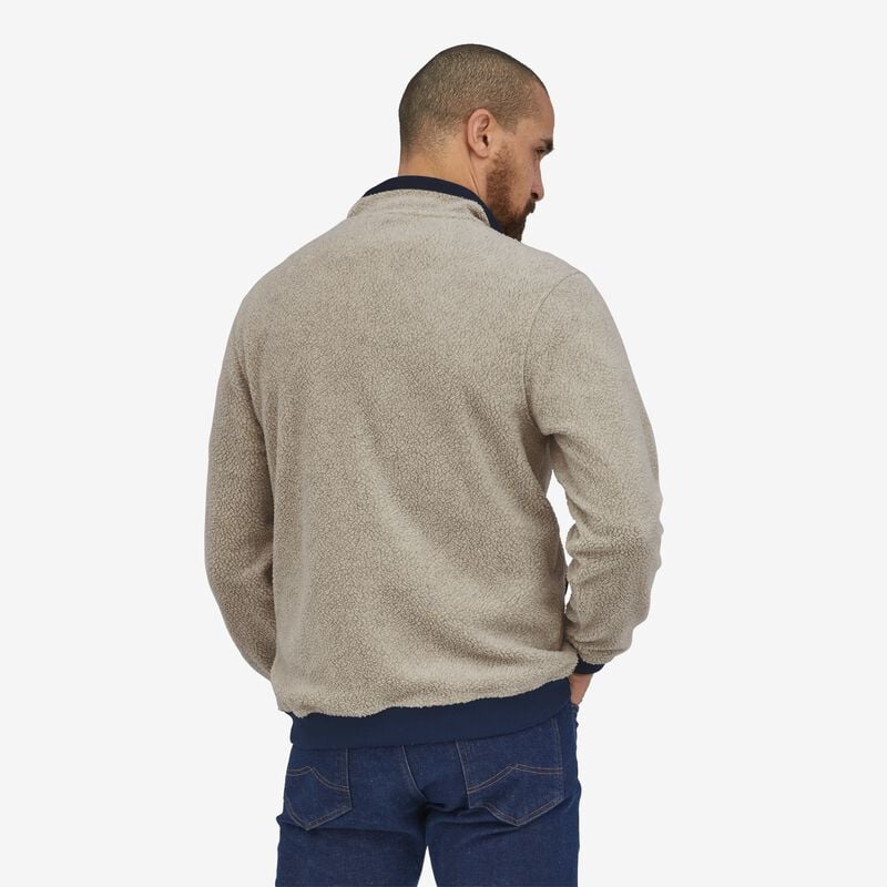 Patagonia Men's Shearling Button Fleece Pullover - Bear Brown w/New Navy