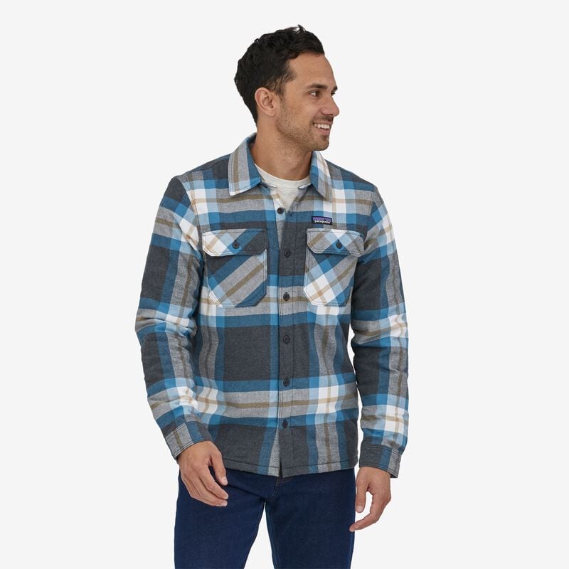 Patagonia Men's Insulated Organic Cotton Midweight Fjord Flannel Shirt - Forestry: Ink Black