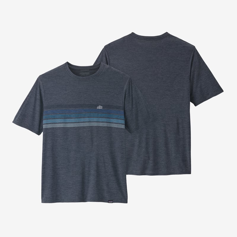 Patagonia Men's Capilene® Cool Daily Graphic Shirt - Line Logo Ridge Stripe: Smolder Blue X-Dye