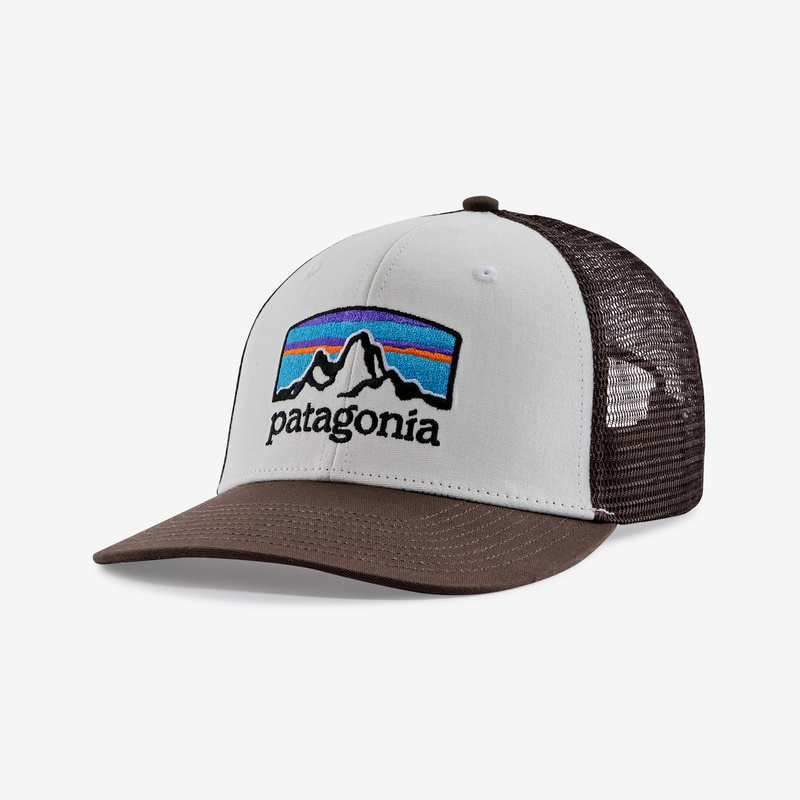 Patagonia Fitz Roy Horizons Trucker Hat - White w/Cone Brown