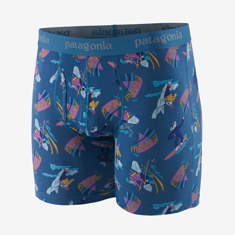Patagonia Men's Essential Boxer Briefs - 6" - Mr. Badger: Wavy Blue