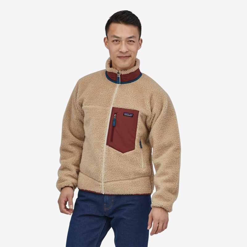 Patagonia Men's Classic Retro-X® Fleece Jacket - Dark Natural w/Sequoia Red
