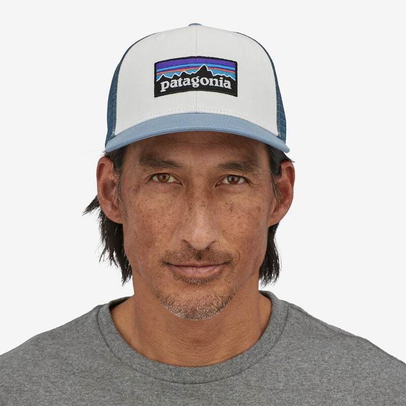 Patagonia P-6 Logo Trucker Hat - White w/Light Plume Grey