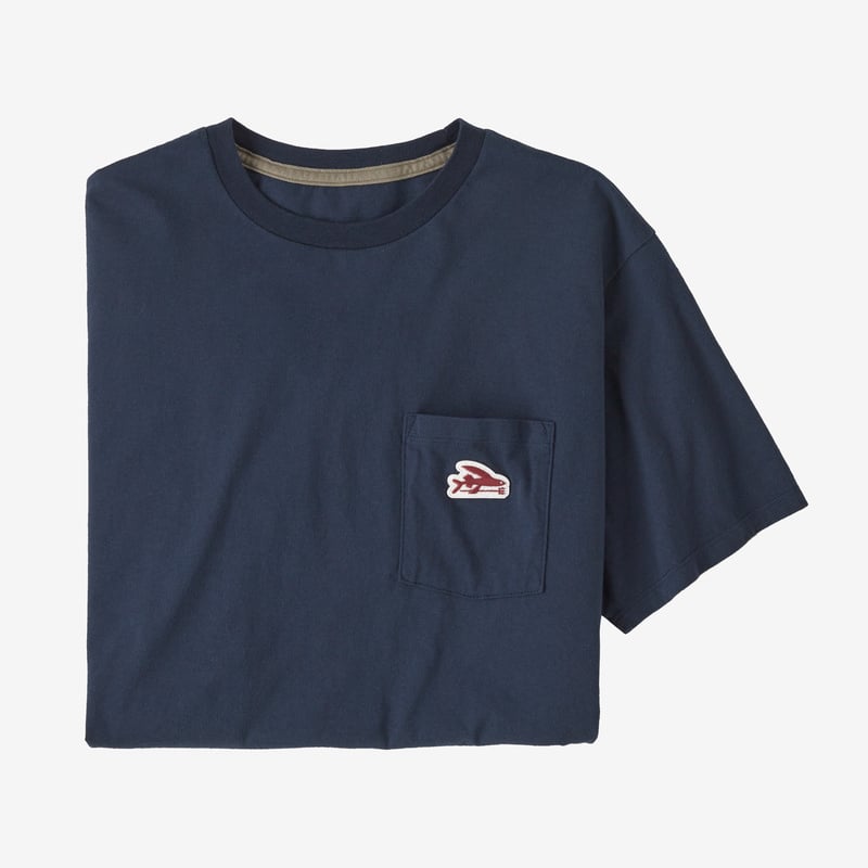 Patagonia Flying Fish Felt Patch Organic Pocket T-Shirt - New Navy