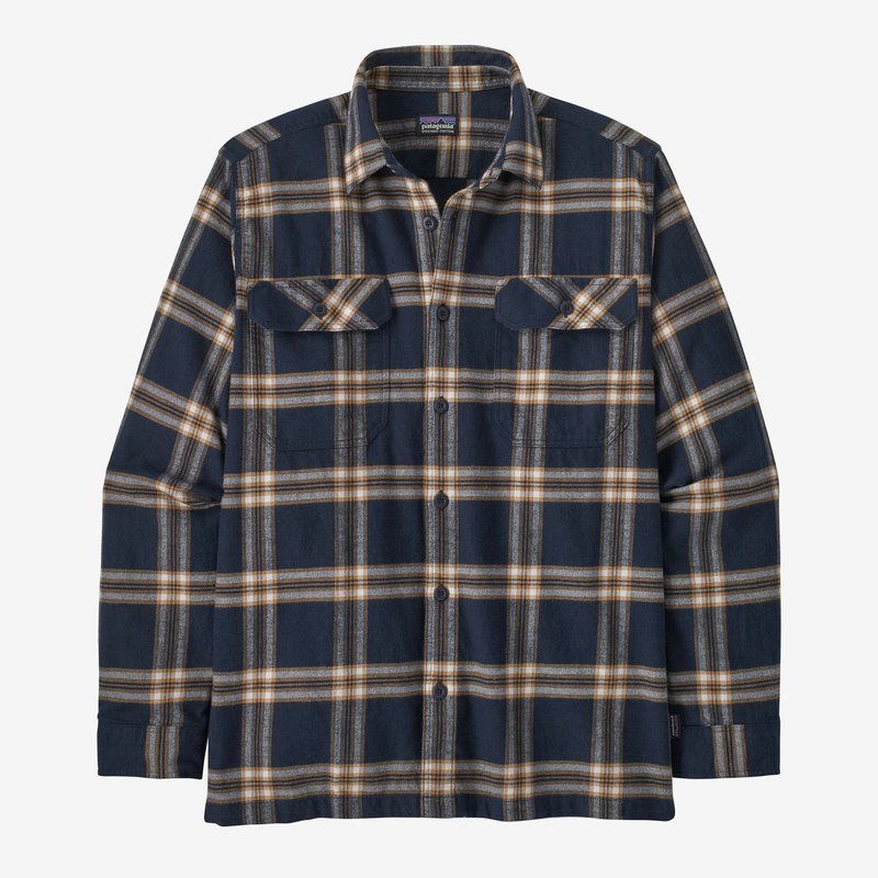 Patagonia Men's Long-Sleeved Organic Cotton Midweight Fjord Flannel Shirt - North Line: New Navy