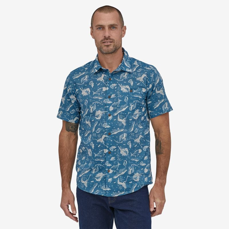 Patagonia Men's Malihini Pataloha® Shirt - Defend the Sea: Wavy Blue