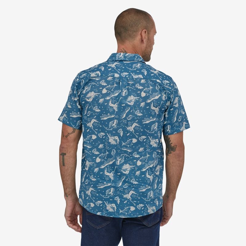 Patagonia Men's Malihini Pataloha® Shirt - Defend the Sea: Wavy Blue