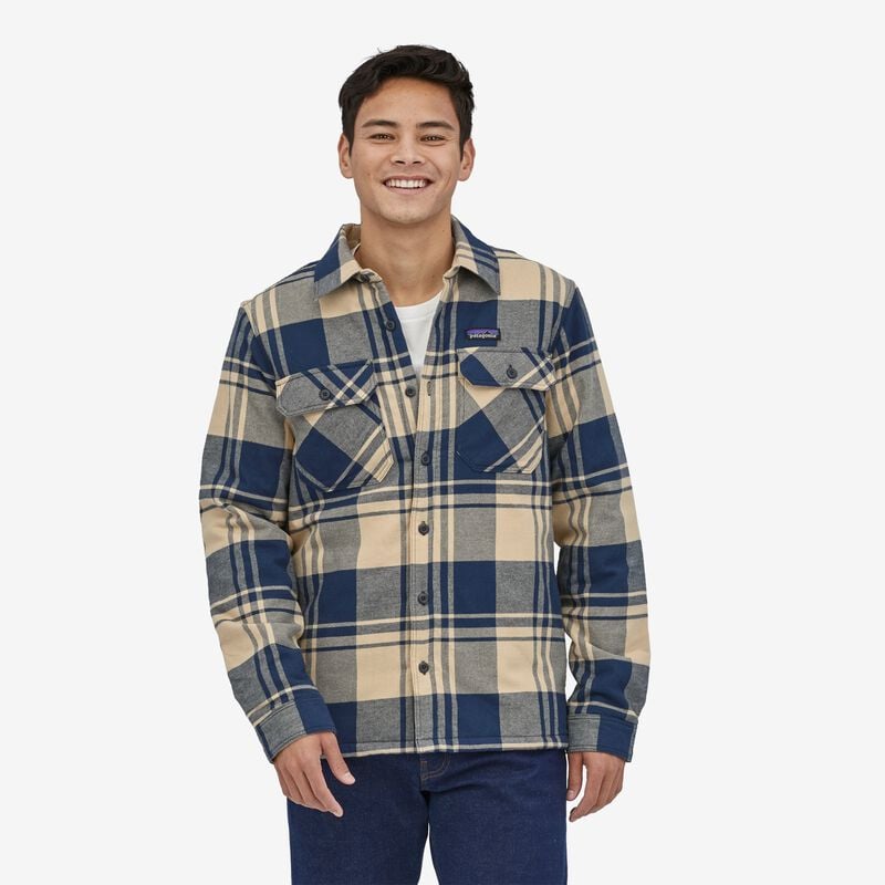 Patagonia Men's Insulated Organic Cotton Midweight Fjord Flannel Shirt - Live Oak: Oar Tan