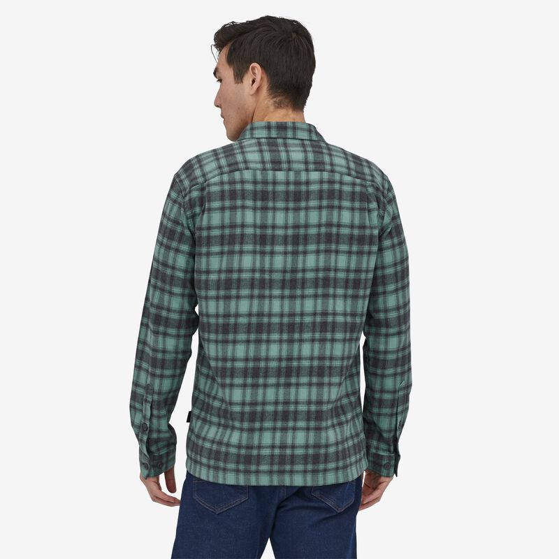 Patagonia Men's Long-Sleeved Organic Cotton Midweight Fjord Flannel Shirt - Connected Lines: Fresh Teal