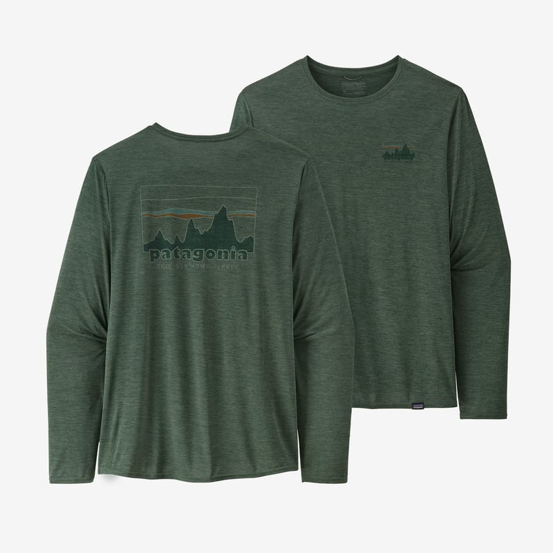 Patagonia Men's Long-Sleeved Capilene® Cool Daily Graphic Shirt - 73 Skyline: Pinyon Green X-Dye