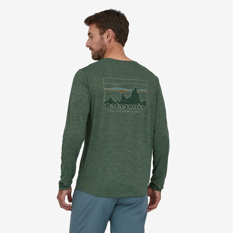 Patagonia Men's Long-Sleeved Capilene® Cool Daily Graphic Shirt - 73 Skyline: Pinyon Green X-Dye