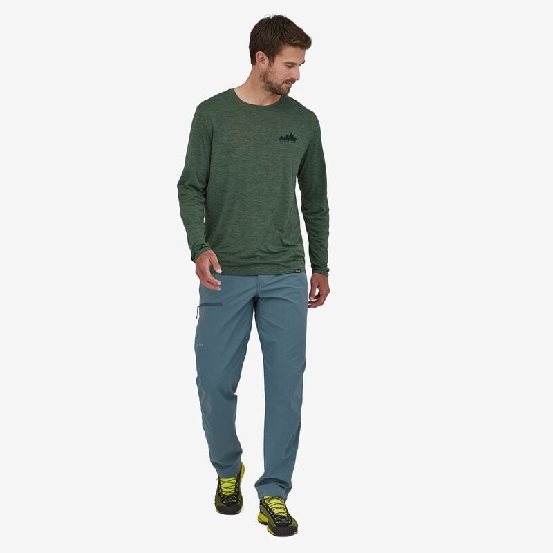 Patagonia Men's Long-Sleeved Capilene® Cool Daily Graphic Shirt - 73 Skyline: Pinyon Green X-Dye