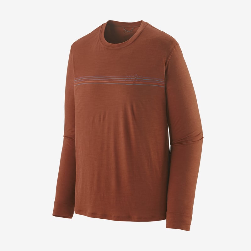 Patagonia Men's Long-Sleeved Capilene® Cool Merino Graphic Shirt - Fitz Roy Fader: Sisu Brown