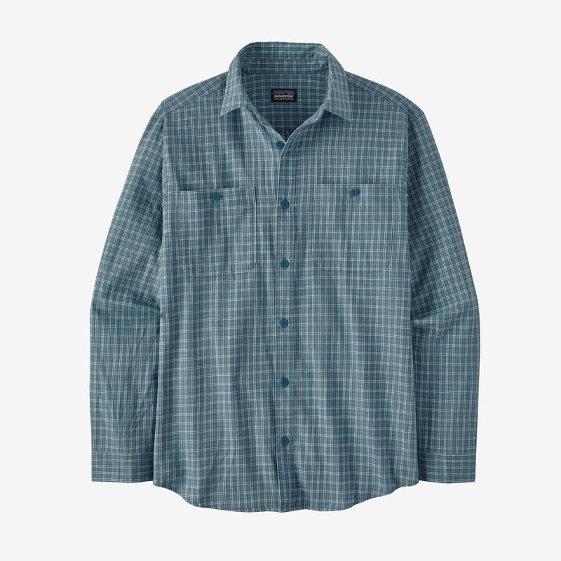 Patagonia Men's Long-Sleeved Pima Cotton Shirt - Traverse Plaid: Wavy Blue