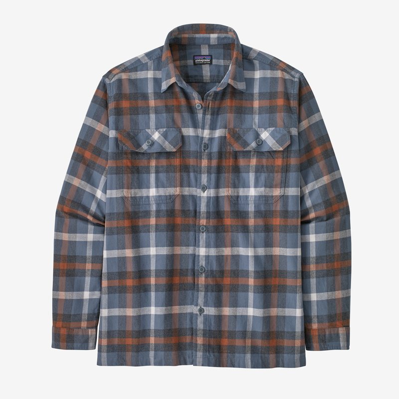 Patagonia Men's Long-Sleeved Organic Cotton Midweight Fjord Flannel Shirt - Forage: Plume Grey