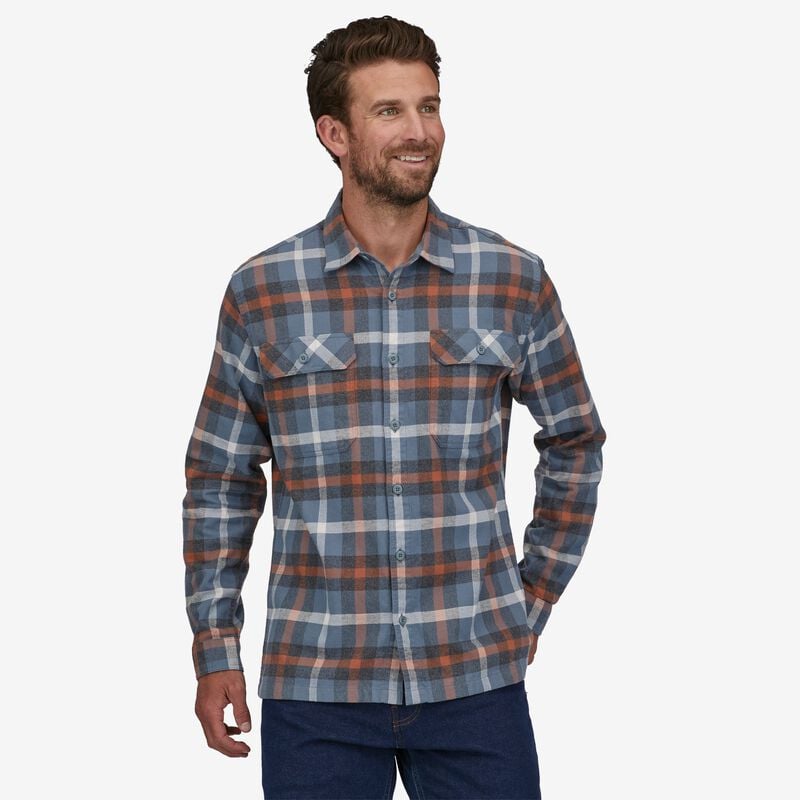 Patagonia Men's Long-Sleeved Organic Cotton Midweight Fjord Flannel Shirt - Forage: Plume Grey