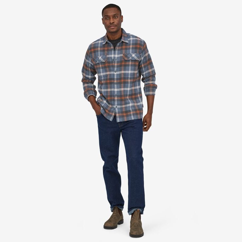 Patagonia Men's Long-Sleeved Organic Cotton Midweight Fjord Flannel Shirt - Forage: Plume Grey