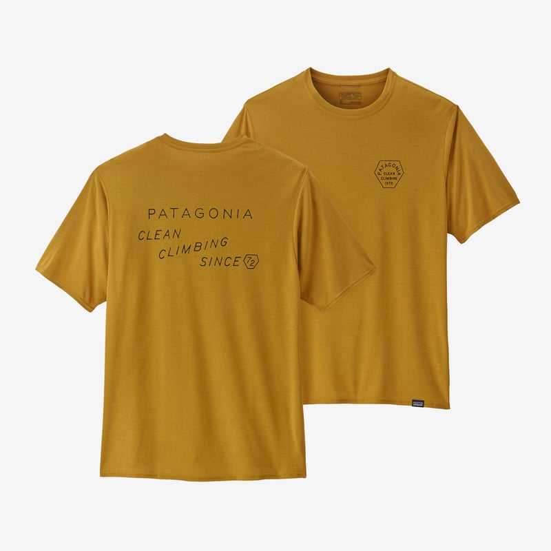 Patagonia Men's Capilene® Cool Daily Graphic Shirt - Clean Climb Type: Cabin Gold X-Dye