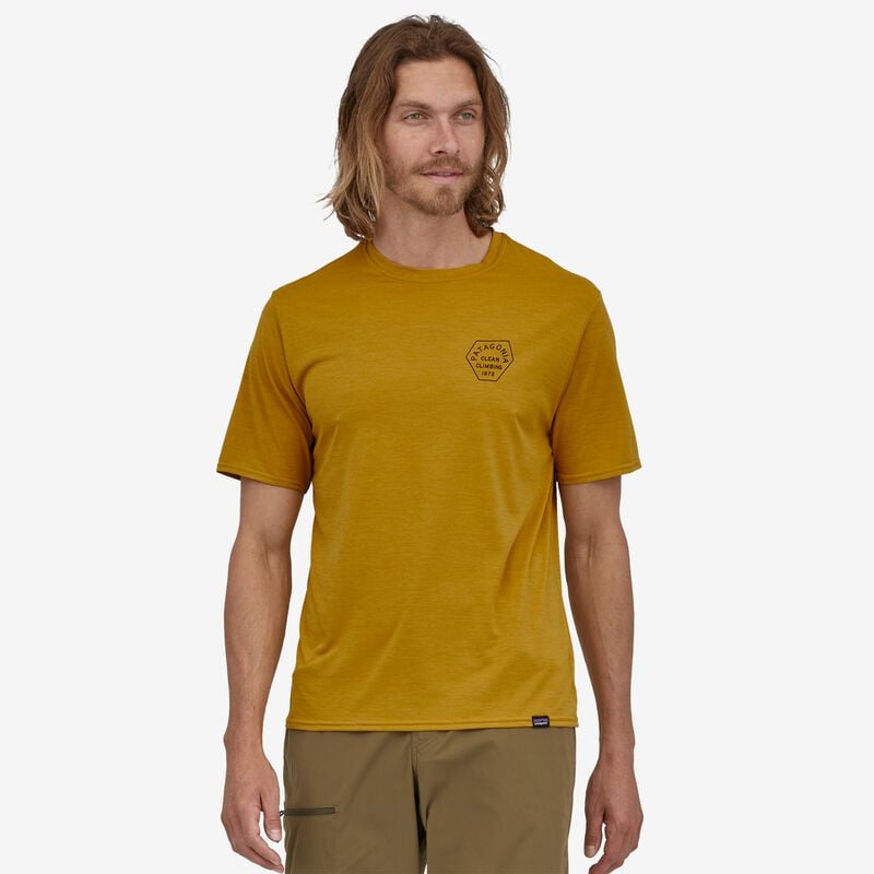 Patagonia Men's Capilene® Cool Daily Graphic Shirt - Clean Climb Type: Cabin Gold X-Dye