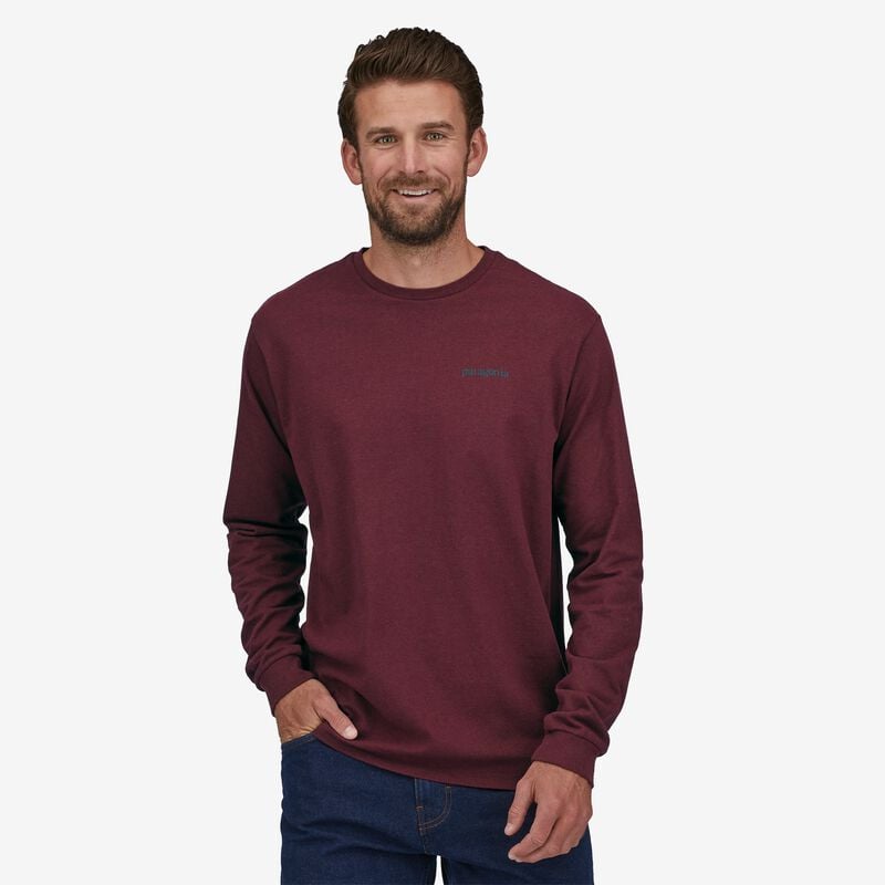 Patagonia Men's Long-Sleeved Line Logo Ridge Responsibili-Tee® - Sequoia Red