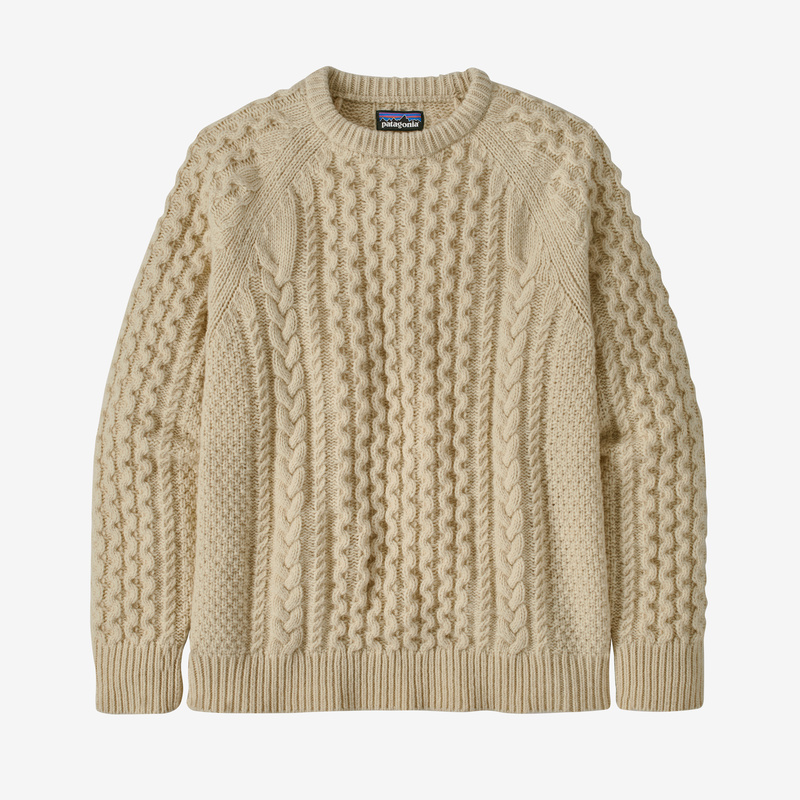 Patagonia Recycled Wool Cable-Knit Crewneck Sweater - Natural