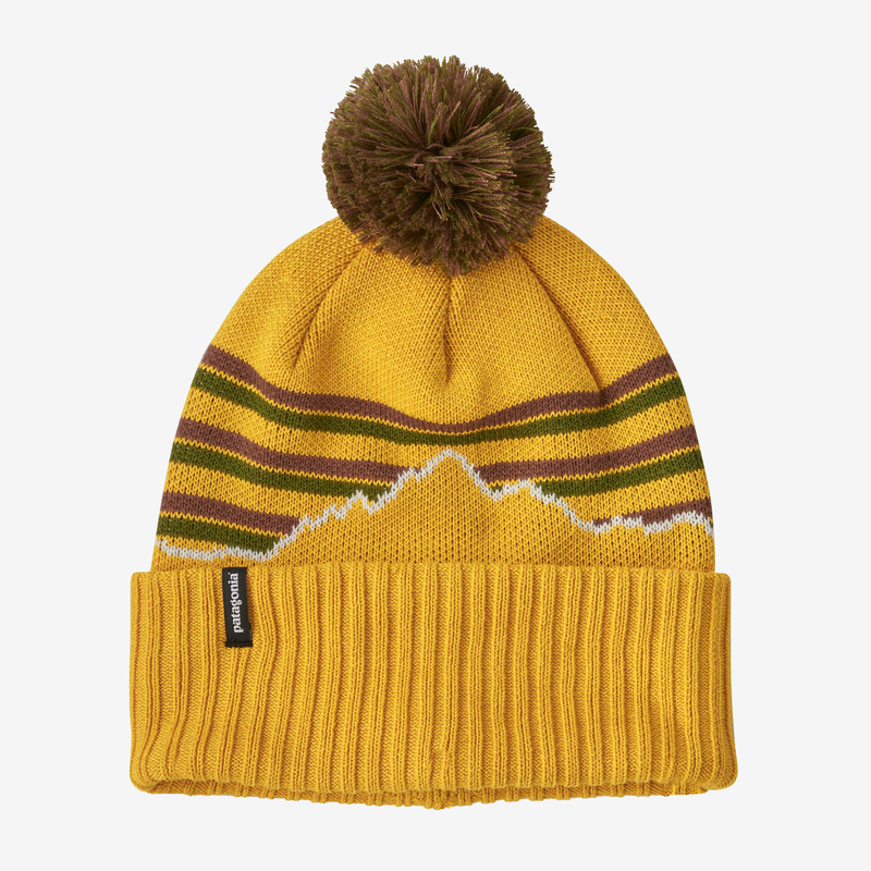 Patagonia Powder Town Beanie - Fitz Roy Stripe Knit: Cabin Gold
