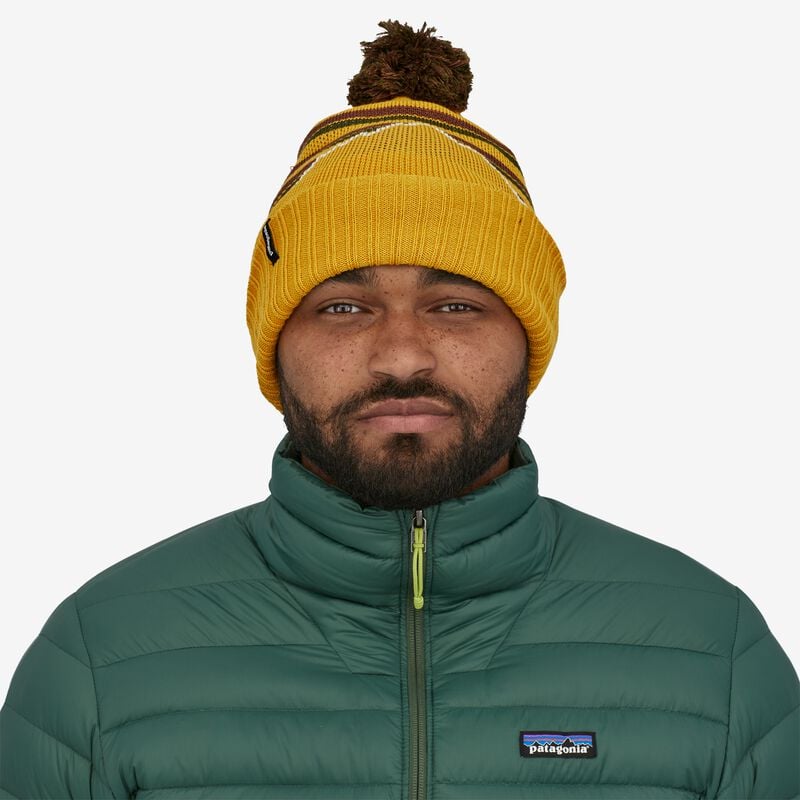 Patagonia Powder Town Beanie - Fitz Roy Stripe Knit: Cabin Gold