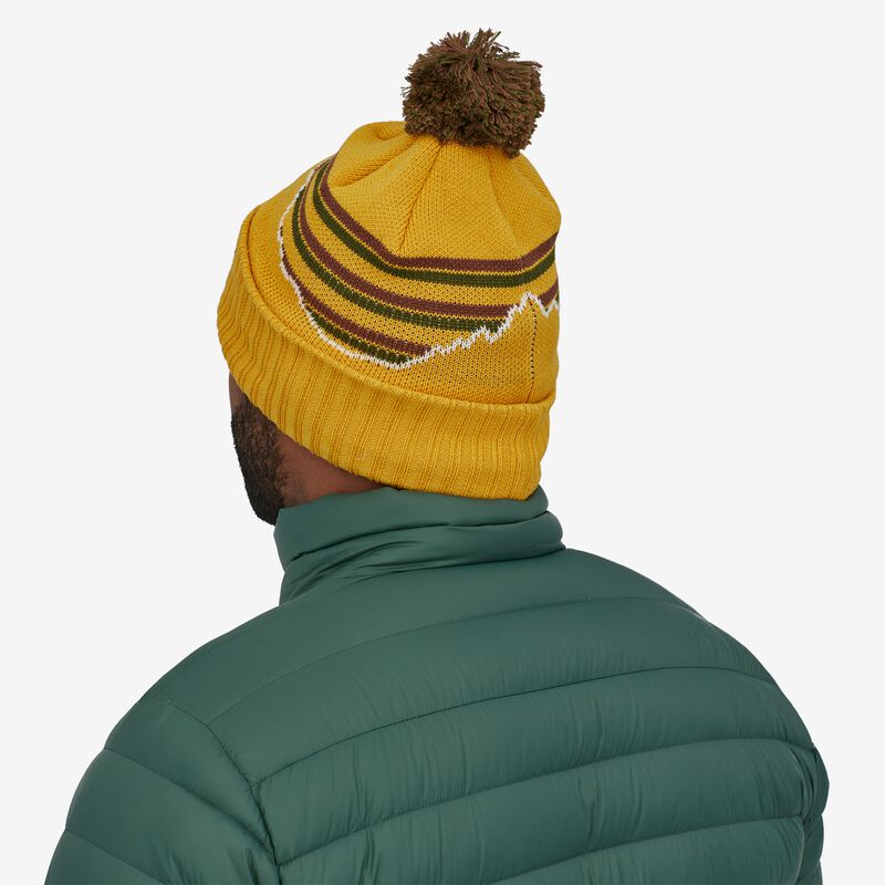 Patagonia Powder Town Beanie - Fitz Roy Stripe Knit: Cabin Gold