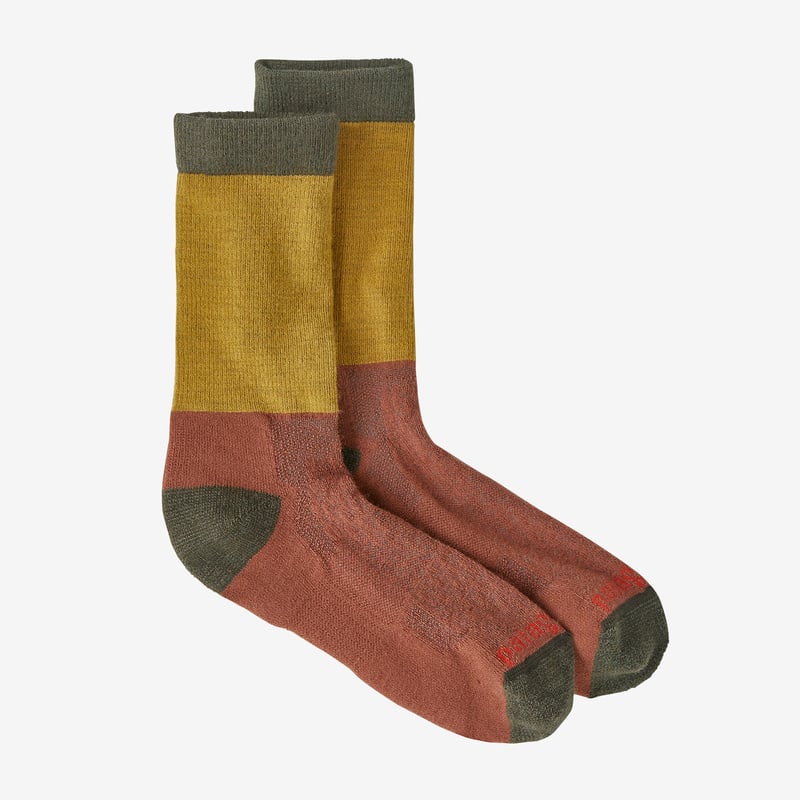 Patagonia Lightweight Merino Performance Crew Socks - Color Block: Cabin Gold