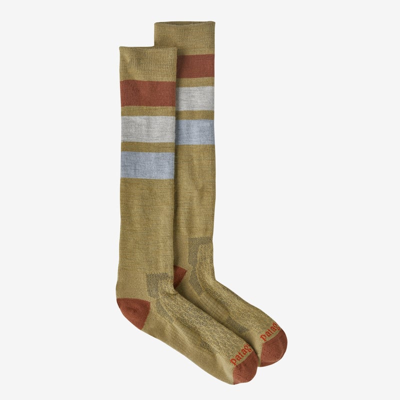 Patagonia Lightweight Merino Performance Knee Socks - GPIW Stripe: Moray Khaki
