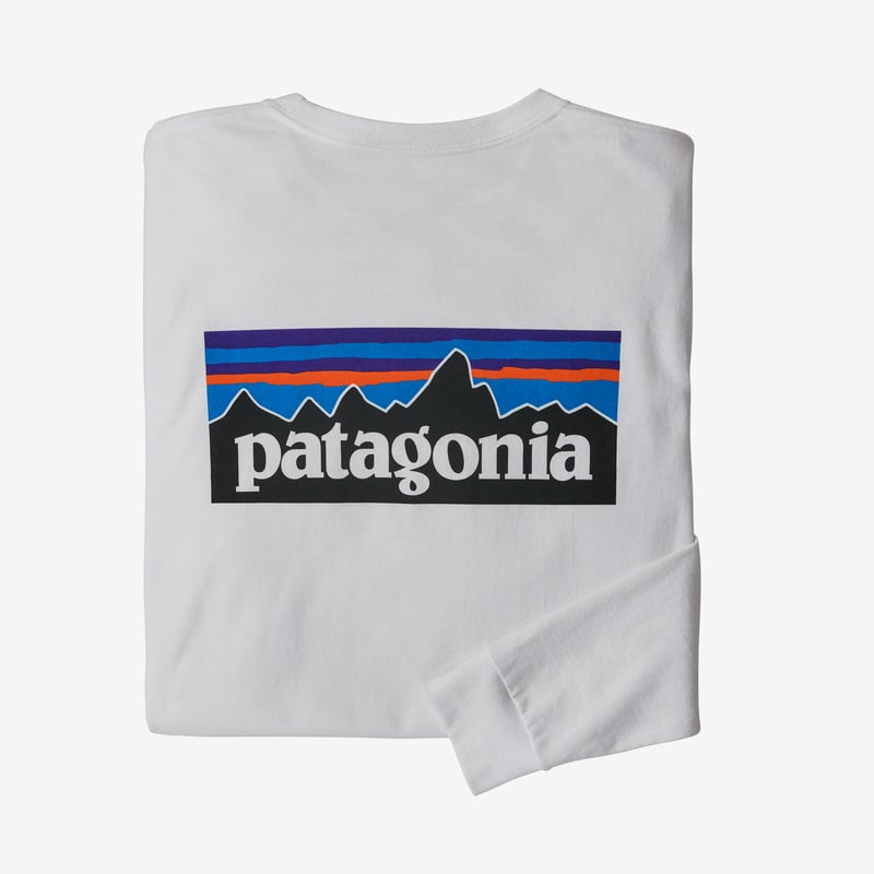 Patagonia Men's Long-Sleeved P-6 Logo Responsibili-Tee® - White