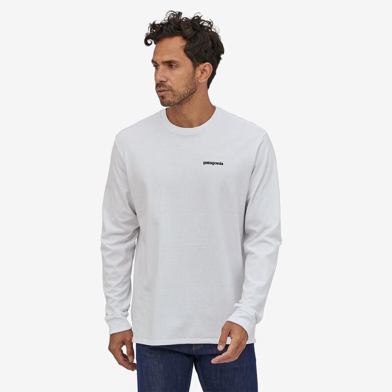 Patagonia Men's Long-Sleeved P-6 Logo Responsibili-Tee® - White