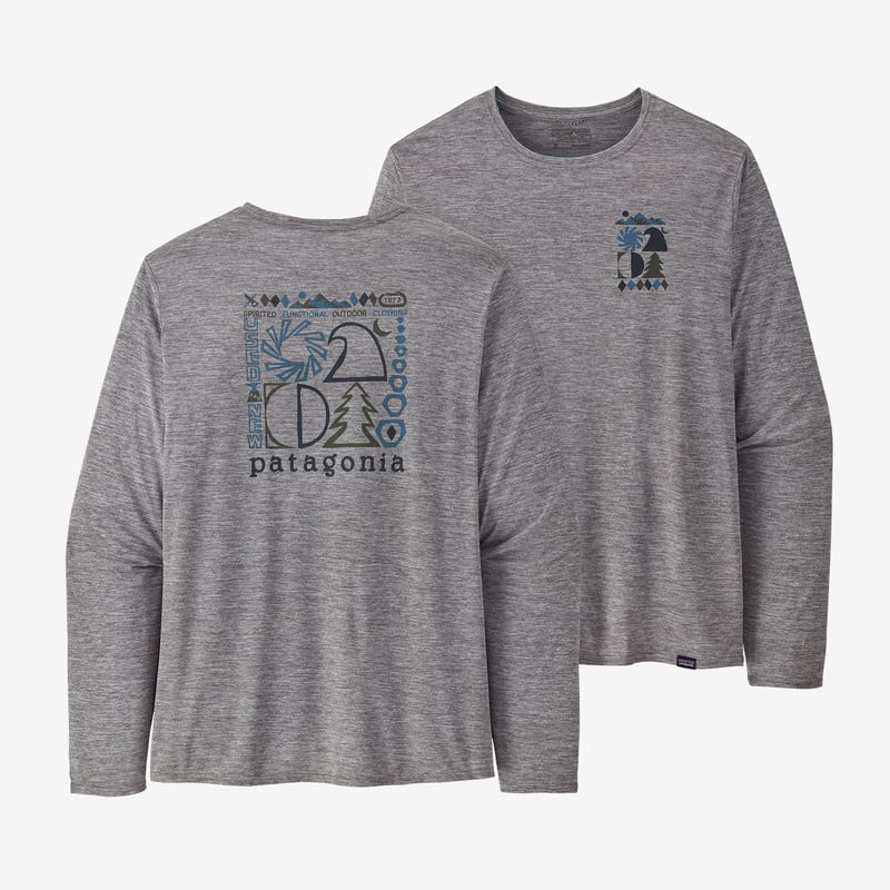 Patagonia Men's Long-Sleeved Capilene® Cool Daily Graphic Shirt - Spirited Seasons: Feather Grey