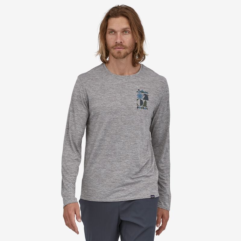 Patagonia Men's Long-Sleeved Capilene® Cool Daily Graphic Shirt - Spirited Seasons: Feather Grey