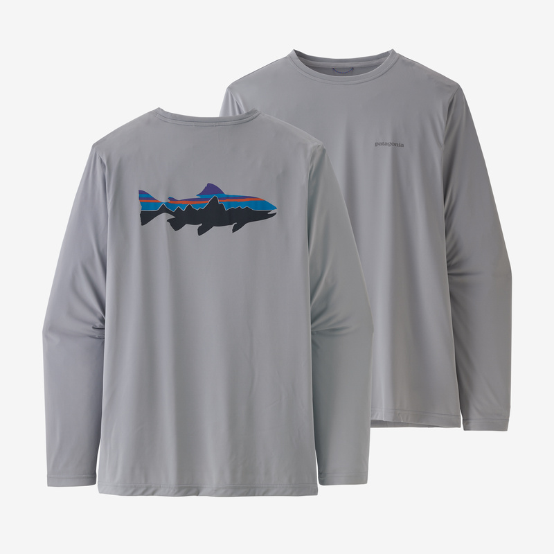Patagonia Men's Long-Sleeved Capilene® Cool Daily Fish Graphic Shirt - Fitz Roy Trout: Salt Grey
