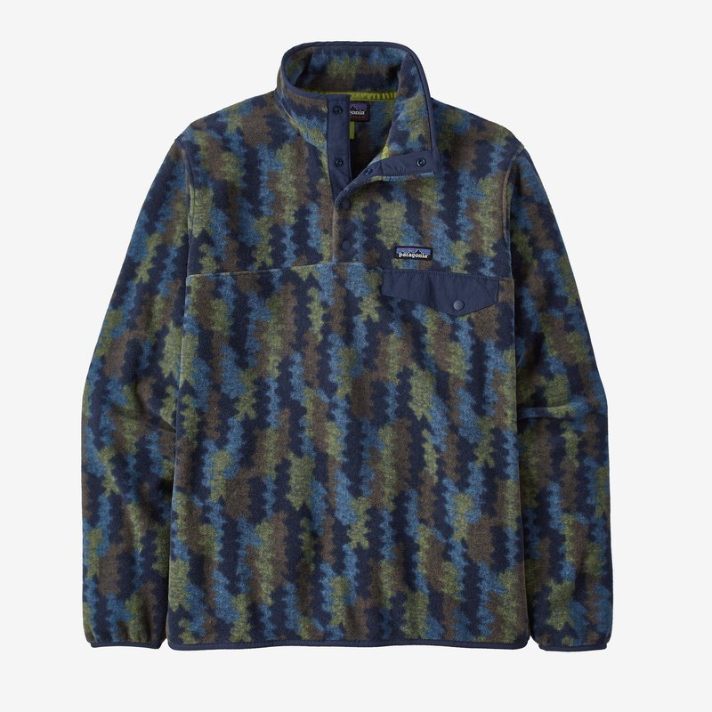 Patagonia Men's Lightweight Synchilla® Snap-T® Fleece Pullover - Climbing Trees Ikat: New Navy