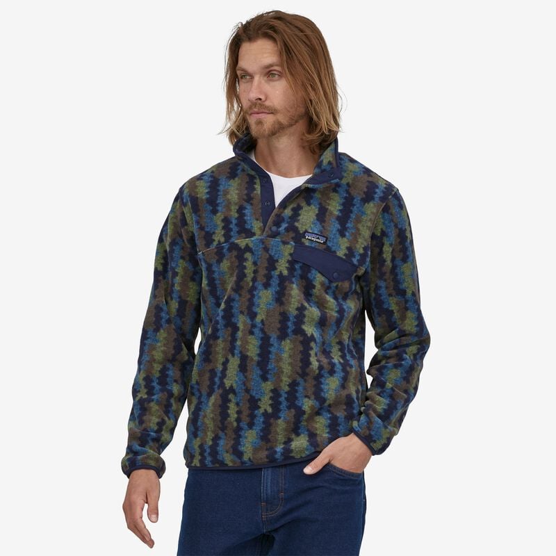 Patagonia Men's Lightweight Synchilla® Snap-T® Fleece Pullover - Climbing Trees Ikat: New Navy