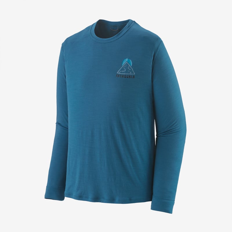 Patagonia Men's Long-Sleeved Capilene® Cool Merino Graphic Shirt - Slow Going: Wavy Blue